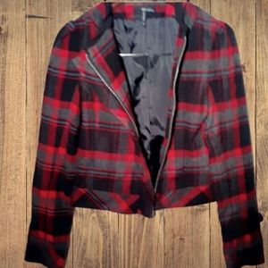 - SHE SAID PLAID WOOL LOOK JACKET